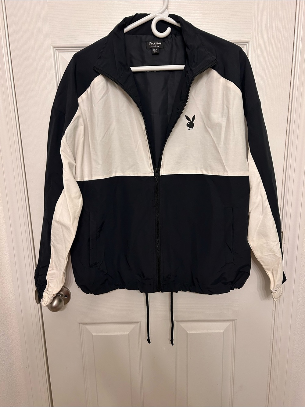 Playboy By Pacsun Colorblock Full Zip Black/white Windbreaker Size XS/S